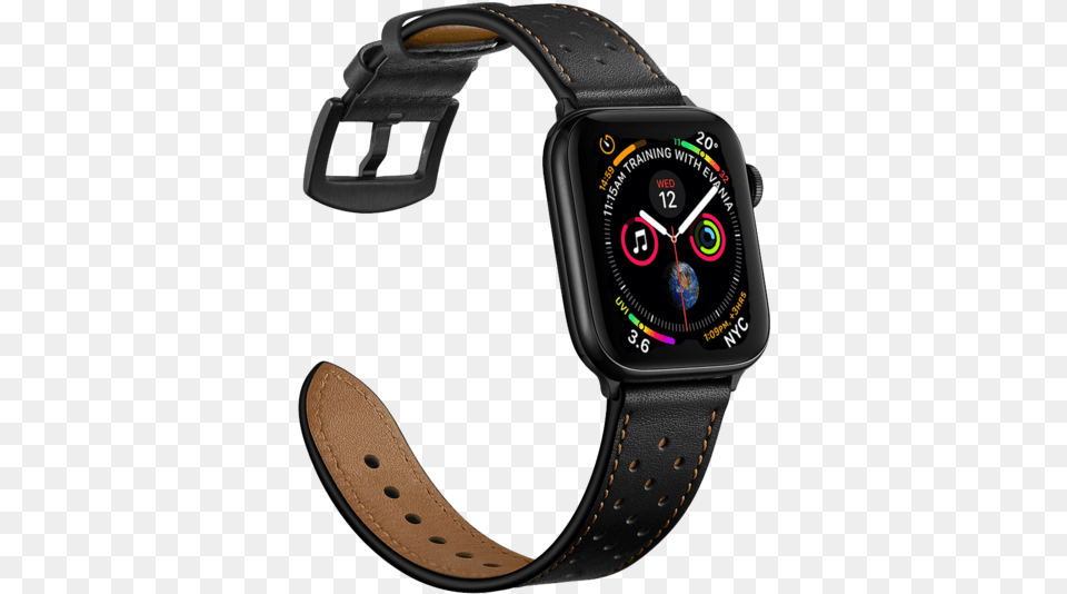 Premium Leather Bands For Apple Watch Apple Se 44mm Black Leather Watch Bands, Arm, Body Part, Person, Wristwatch Png