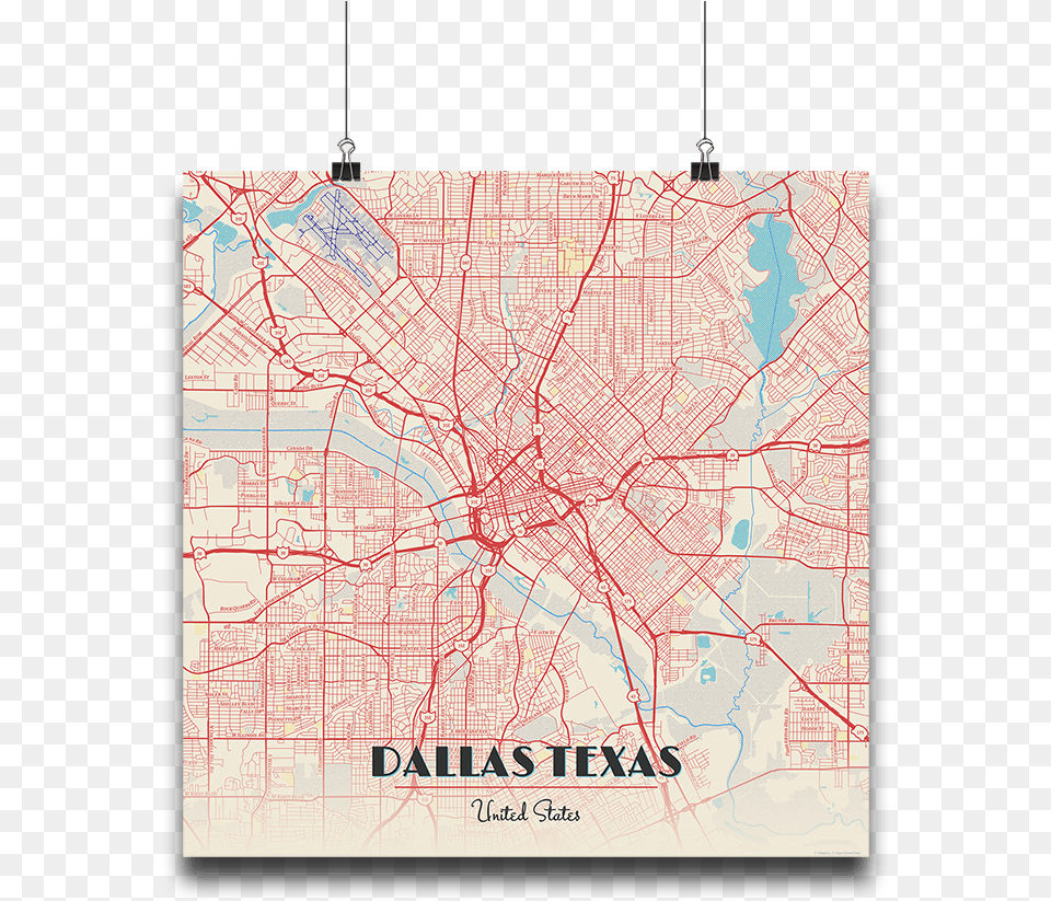 Premium Map Poster Of Dallas Texas Motif, Chart, Plot, Atlas, Diagram Free Png
