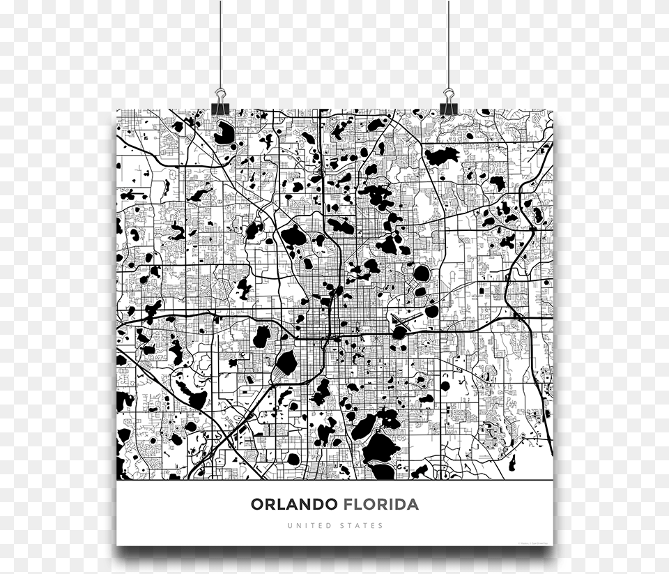 Premium Map Poster Of Orlando Florida Florida, Chart, Plot, Face, Head Free Png Download