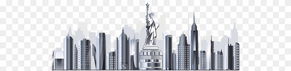 Premium New York Skyline Illustration In U0026 Vector Format Skyline, Architecture, Skyscraper, Metropolis, High Rise Free Png Download