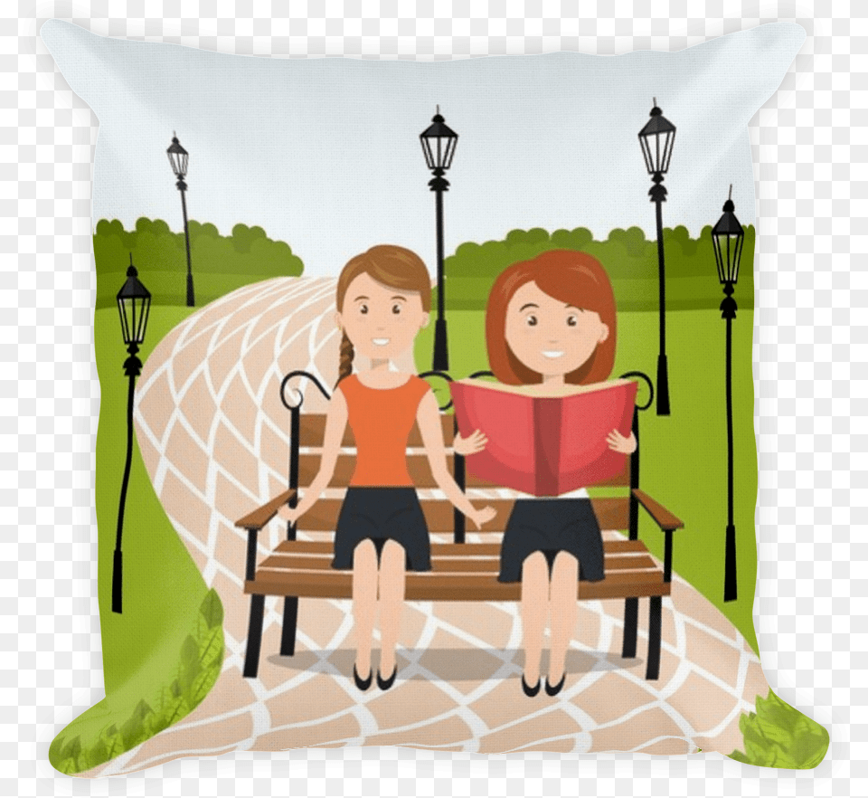 Premium Pillow Personas Leyendo, Bench, Furniture, Doll, Person Free Png