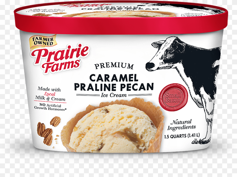 Premium Small Batch Ice Cream Caramel Praline Pecan Prairie Farms Ice Cream, Dessert, Food, Ice Cream Free Transparent Png