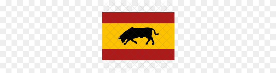Premium Spain Flag Icon Download, Animal, Bull, Mammal, Canine Png Image