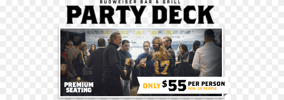 Premiumseating Header Partydeck3 Providence, Advertisement, Poster, Person, People Png Image