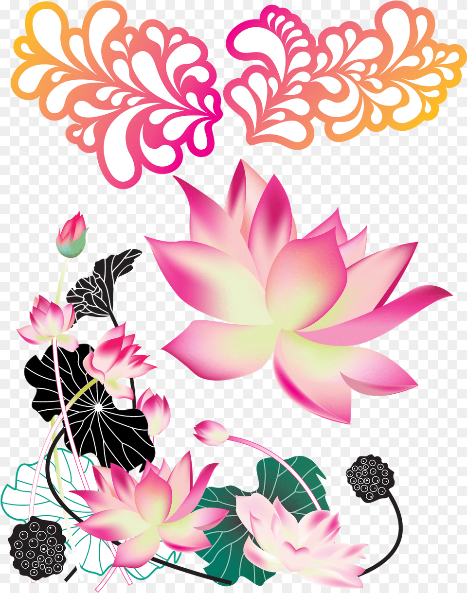 Premiun Flowers Lotus Vector, Art, Dahlia, Floral Design, Flower Free Transparent Png