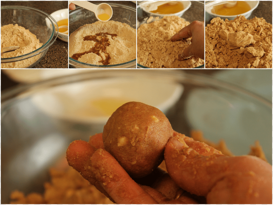 Preparing Atta Laddu By Adding Ghee To Roasted Wheat Wheat Flour, Cream, Ice Cream, Dessert, Food Free Png