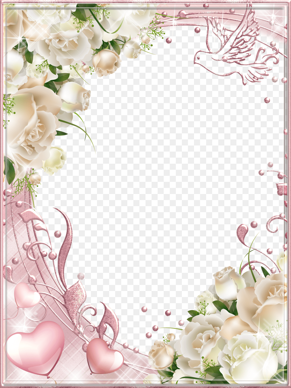 Prescription Ray Ban Womens Pink Frame Background Wedding White Frame, Art, Floral Design, Graphics, Pattern Free Png Download