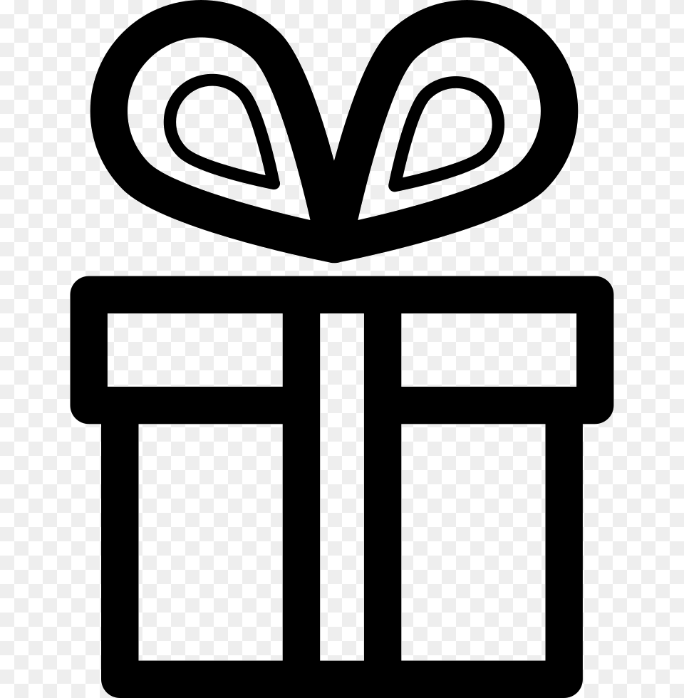 Present Box With Big Ribbon Gift, Stencil, Logo, Symbol Free Transparent Png