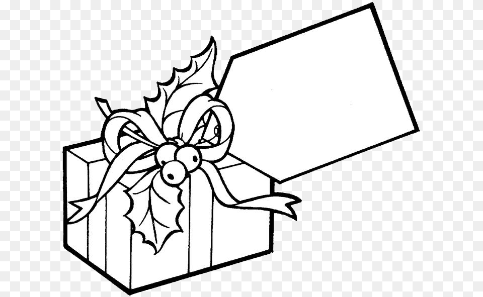 Present With Tag Coloring Page, Gift Png