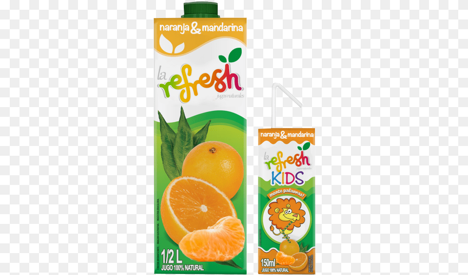 Presentaciones Jugos La Refresh Con Mandarileon Sabor Orange, Beverage, Citrus Fruit, Food, Fruit Png Image