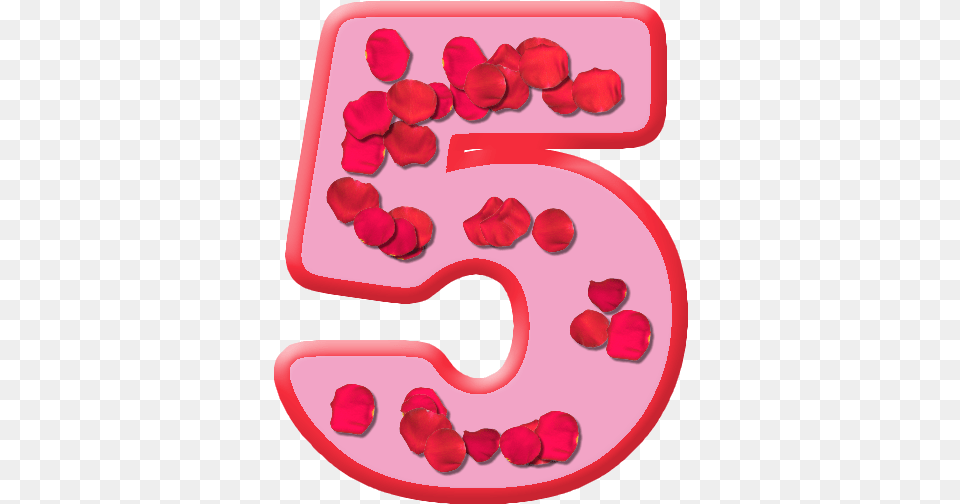 Presentation Alphabets Rose Petals Numeral 5 Heart, Plant, Petal, Flower, Birthday Cake Free Transparent Png