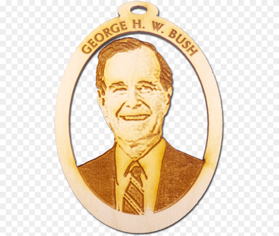 President George Hw Bush Ornament Emblem, Gold, Adult, Person, Man Free Png Download