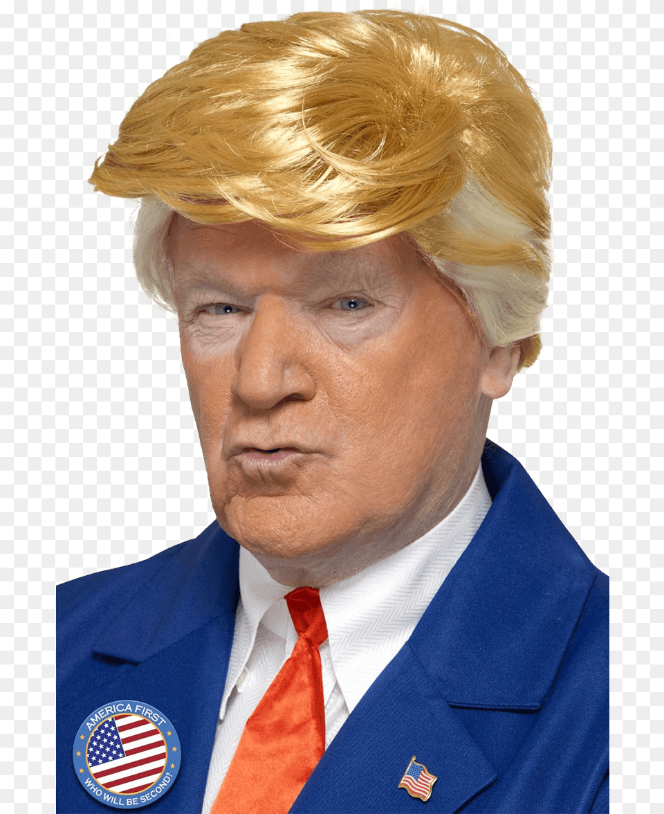 President Trump Orange And Blonde Wig Blonde Hair Cut Mens, Accessories, Tie, Person, Formal Wear Free Transparent Png
