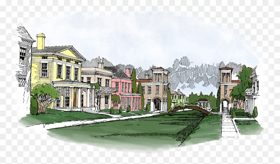 Prespective Drawing Neighborhood House, Urban, Street, City, Road Free Transparent Png