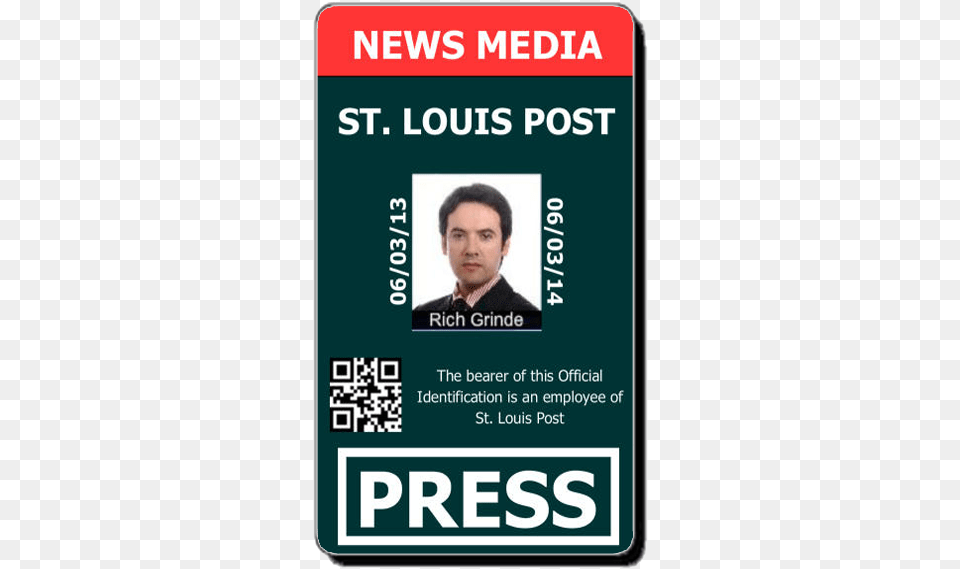 Press Id Card Sample, Text, Adult, Male, Man Free Png Download