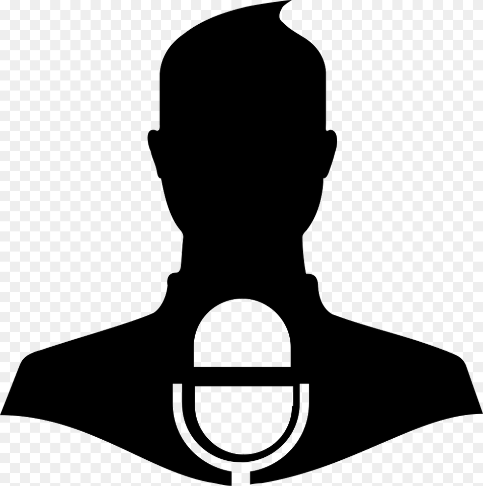 Press Release Symbol Of A Man With A Microphone Svg Man With Microphone Icon, Silhouette, Stencil, Adult, Male Png