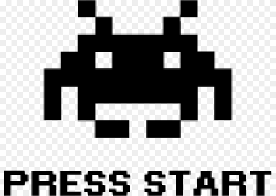 Press Start Space Invaders, Gray Free Png