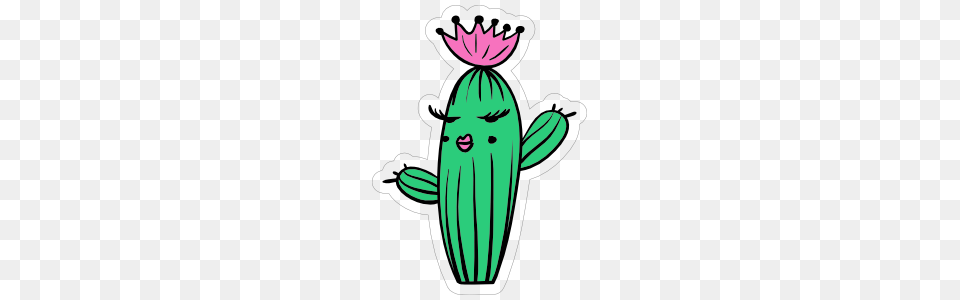 Pretty Cactus Cartoon Sticker, Plant, Baby, Person, Face Free Transparent Png