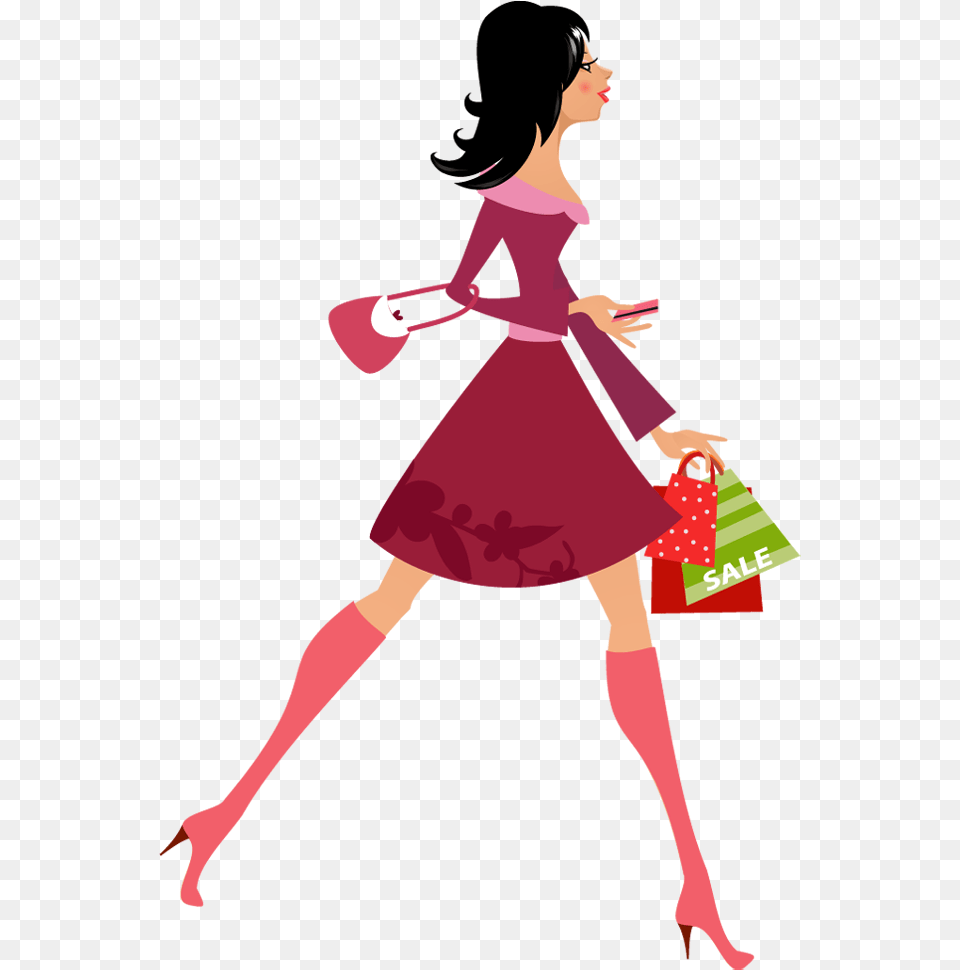 Pretty Cartoon Women Group With Items, Shopping, Person, Accessories, Bag Free Transparent Png