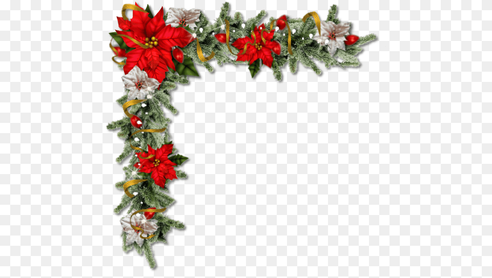 Pretty Christmas Floral Corner With Poinsettia39s In Poinsettia, Plant, Wreath Free Png Download