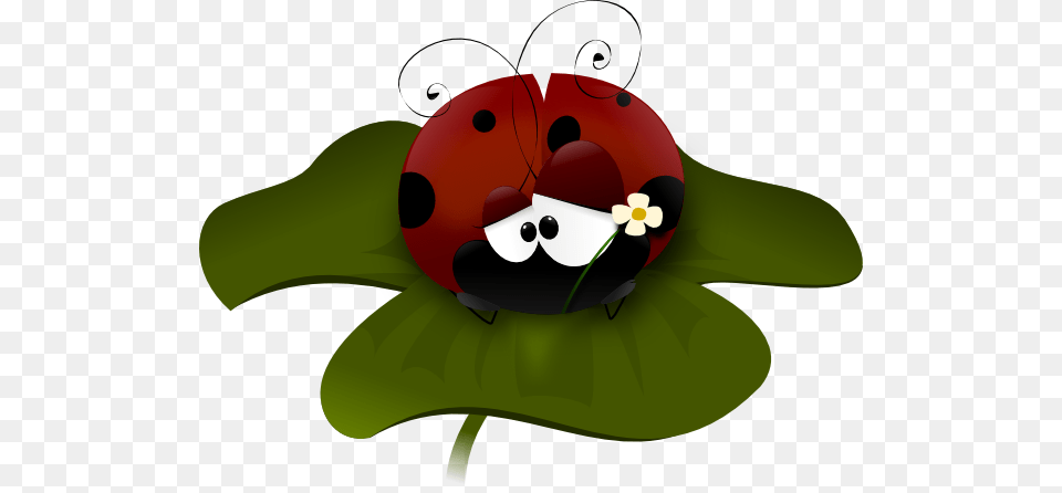 Pretty Ladybug On A Clover Clip Art For Web, Leaf, Plant, Flower, Rose Free Png