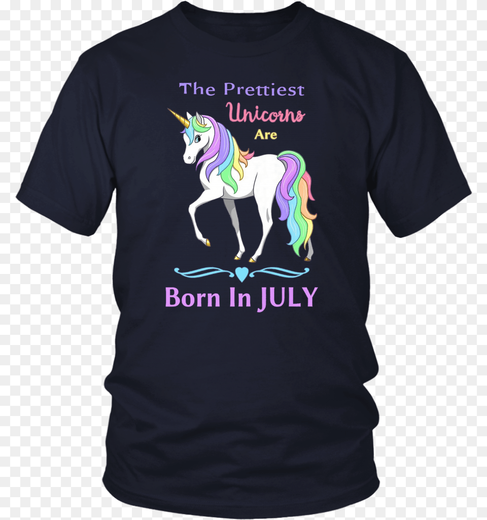 Pretty Rainbow Unicorns Are Born In July Birthday T Shirt T Shirt, Clothing, T-shirt Free Transparent Png