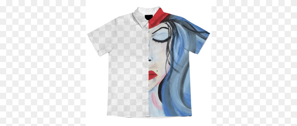 Pretty Ugly Womens Blue Sleeping Short Sleeve Button Polo Shirt, Clothing, T-shirt, Art, Modern Art Free Png