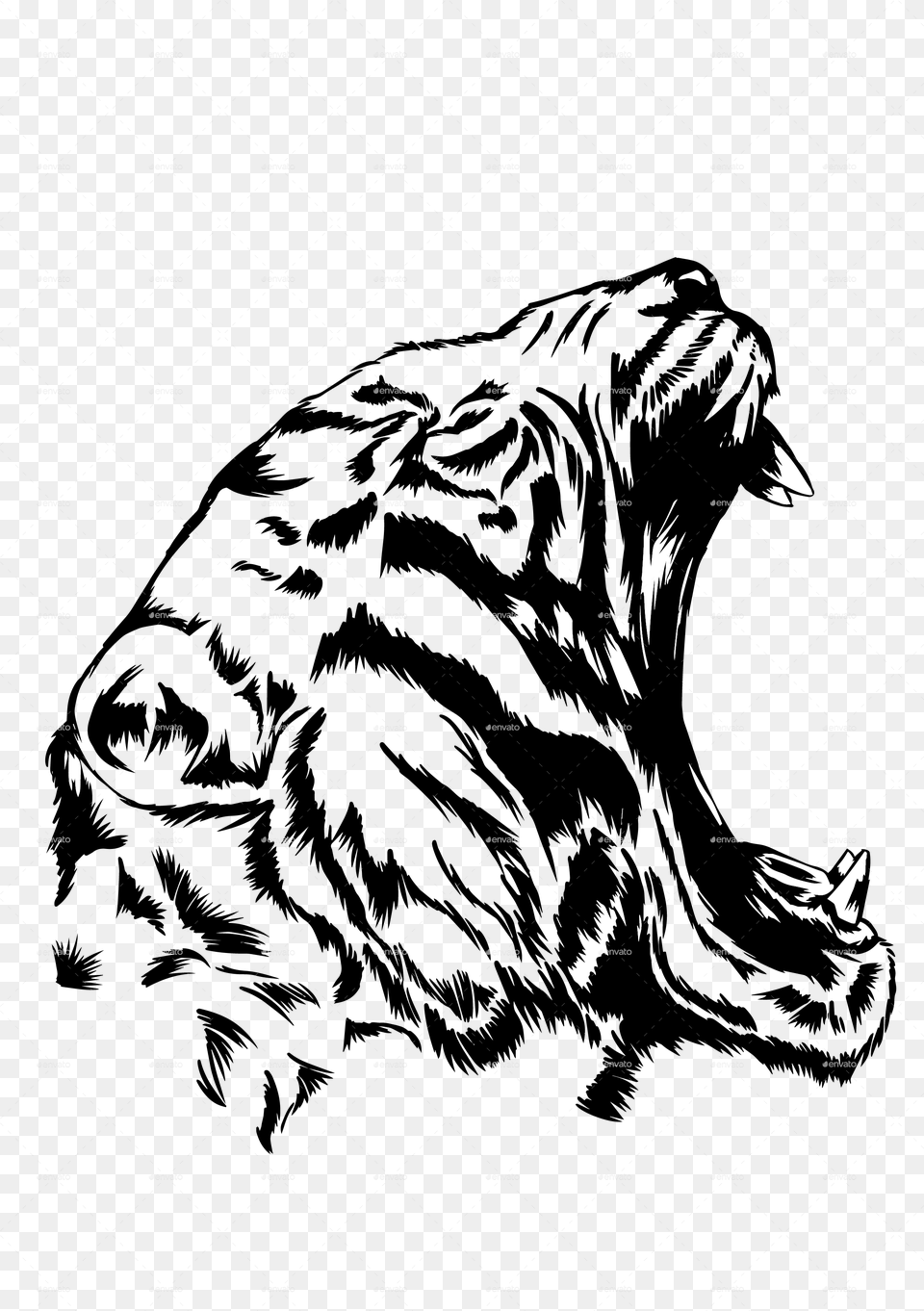 Preview Image Preview Image Roaring Tiger Black And White Transparent, Pattern, Silhouette, Person Png