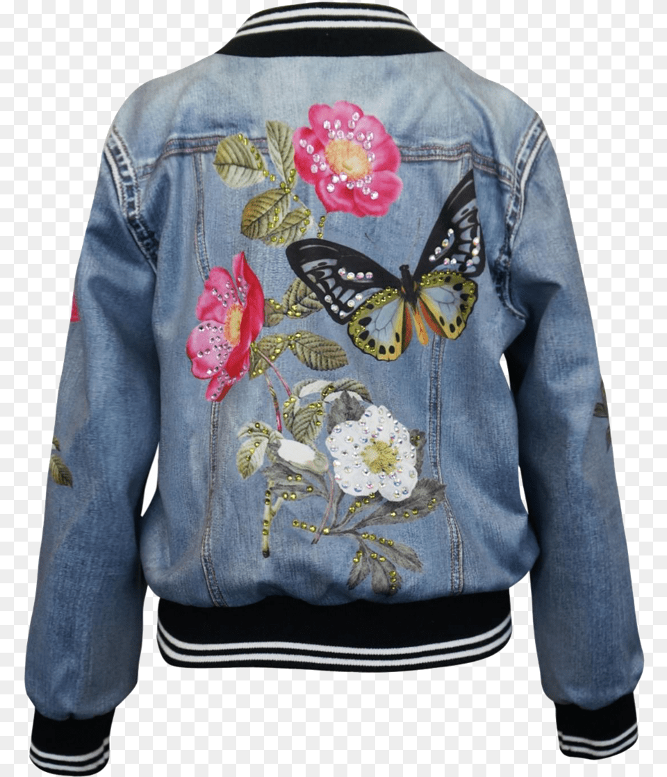 Price 60 Hannah Banana Bomber Jacket With Butterflies, Blazer, Clothing, Coat, Jeans Png