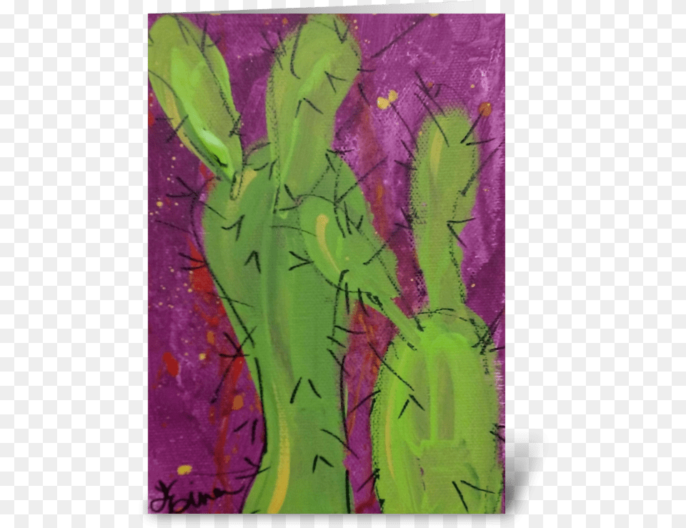 Prickly Cactus Greeting Card Greeting Card, Art, Painting, Purple, Modern Art Free Png