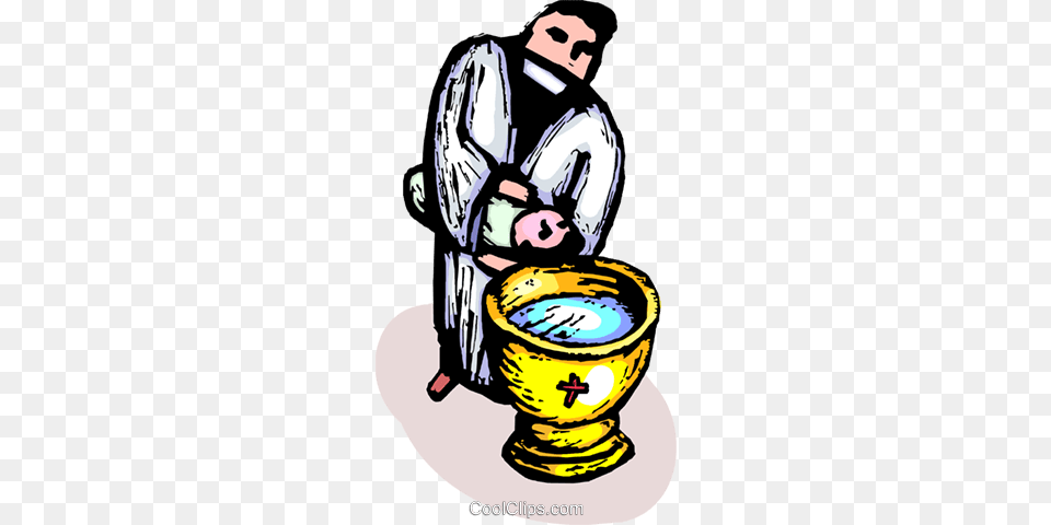 Priest Baptizing An Infant Royalty Vector Clip Art, Clothing, Coat, Person, Washing Free Png Download