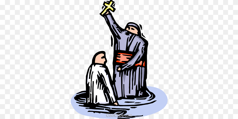 Priest Performing A Baptism Royalty Free Vector Clip Art, Symbol, Cross, Fashion, Adult Png Image