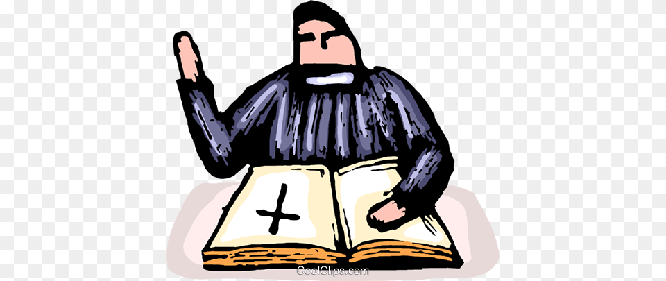 Priest Reading From The Bible Royalty Vector Clip Art, Person, Adult, Male, Man Free Png