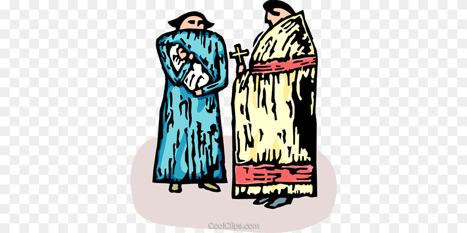 Priest Standing With A Mother And Baby Royalty Vector Clip, Clothing, Coat, Fashion, Adult Free Transparent Png