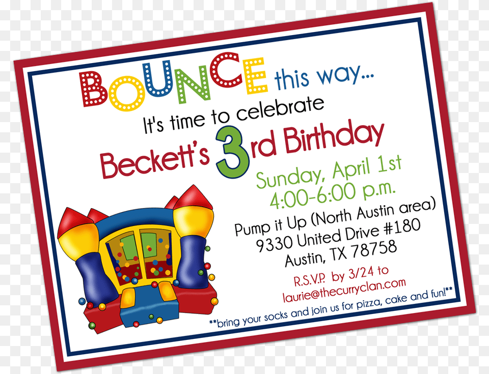 Primary Colored Bounce House Digital Birthday Invitation Language, Advertisement, Toy, Poster, Text Free Png Download