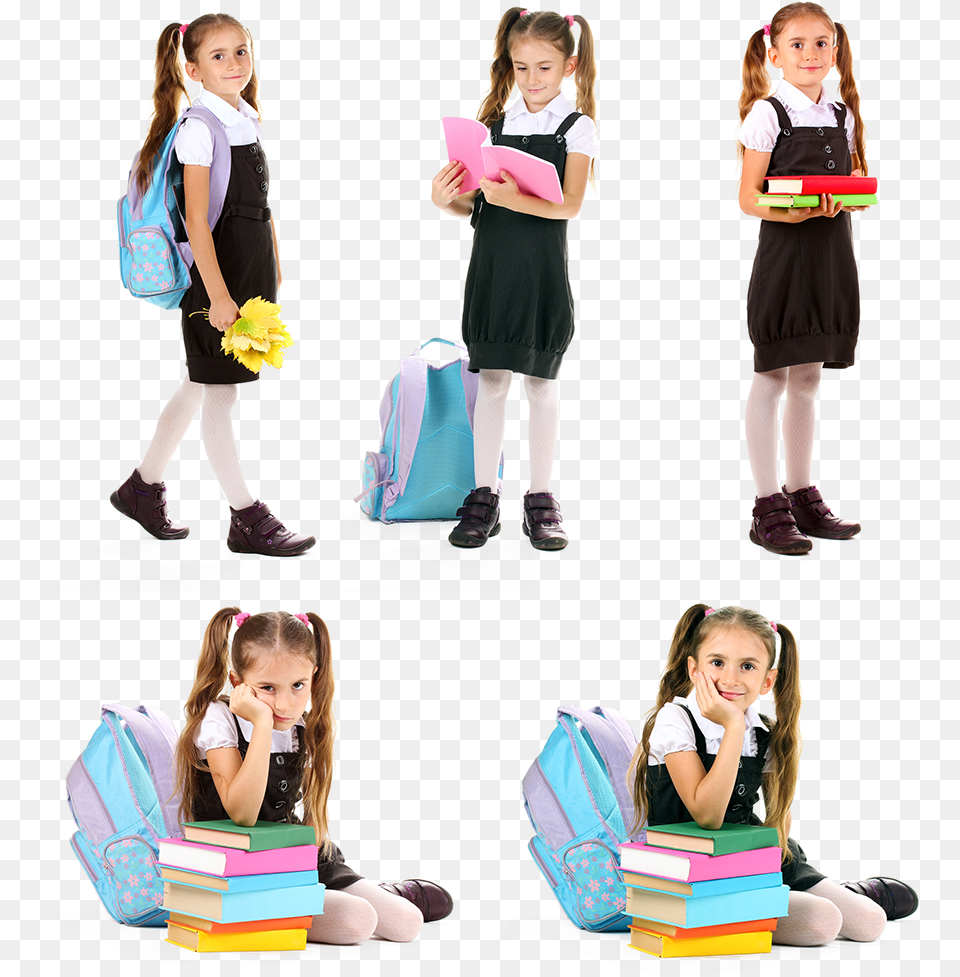 Primary School Girl, Reading, Person, Shoe, Footwear Free Transparent Png