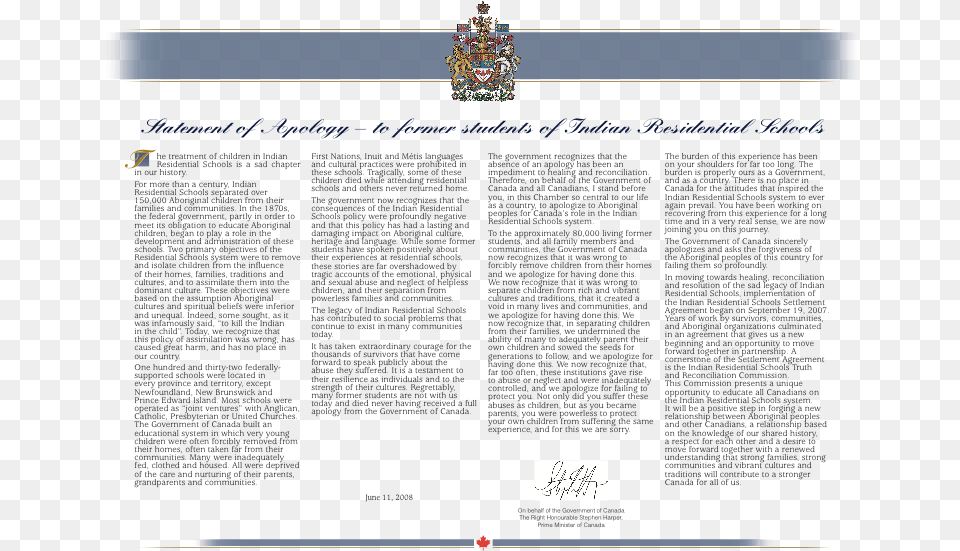 Prime Minister Stephen Harper Read An Apology On Behalf, File, Page, Text, Webpage Free Transparent Png