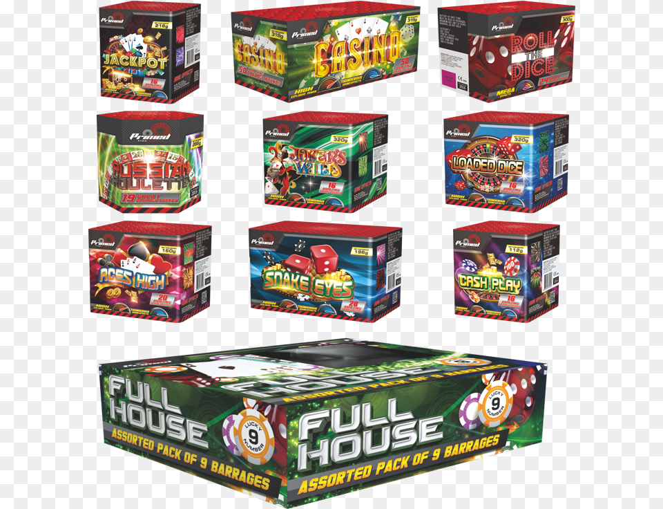 Primed Full House Full House Firework Pack, Food, Sweets, Box Free Transparent Png