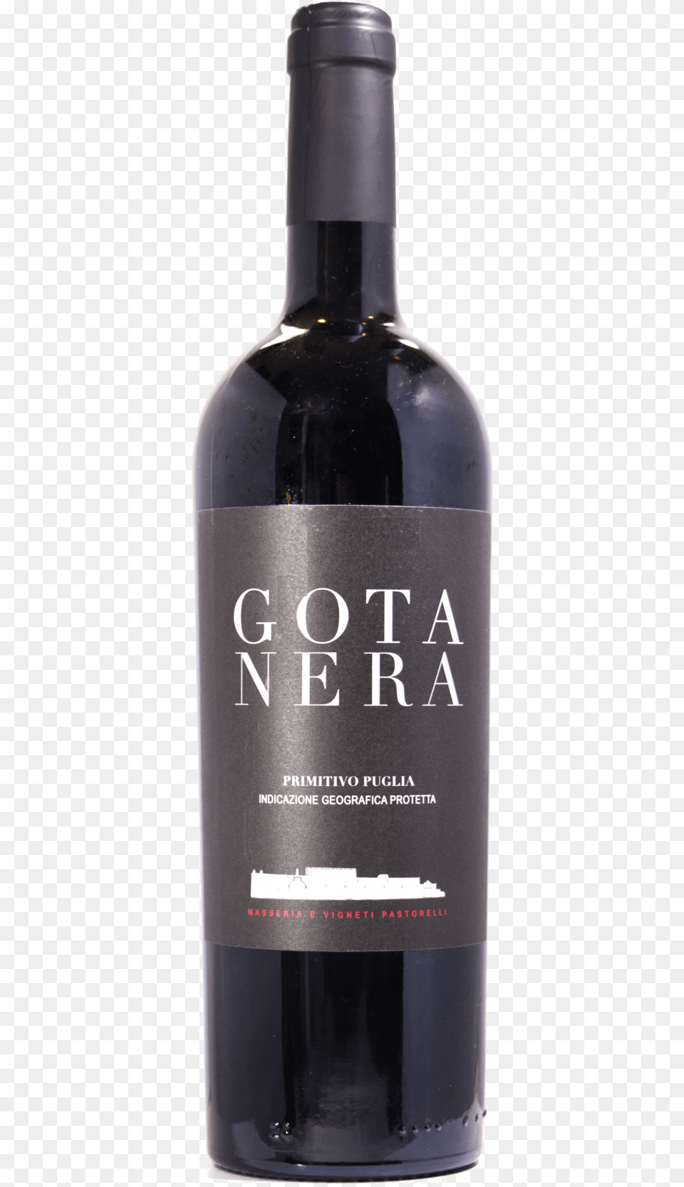 Primitivo Gota Neraa Deep Ruby Red With Hints Of Purple Wine Bottle, Alcohol, Beverage, Liquor, Wine Bottle Free Transparent Png