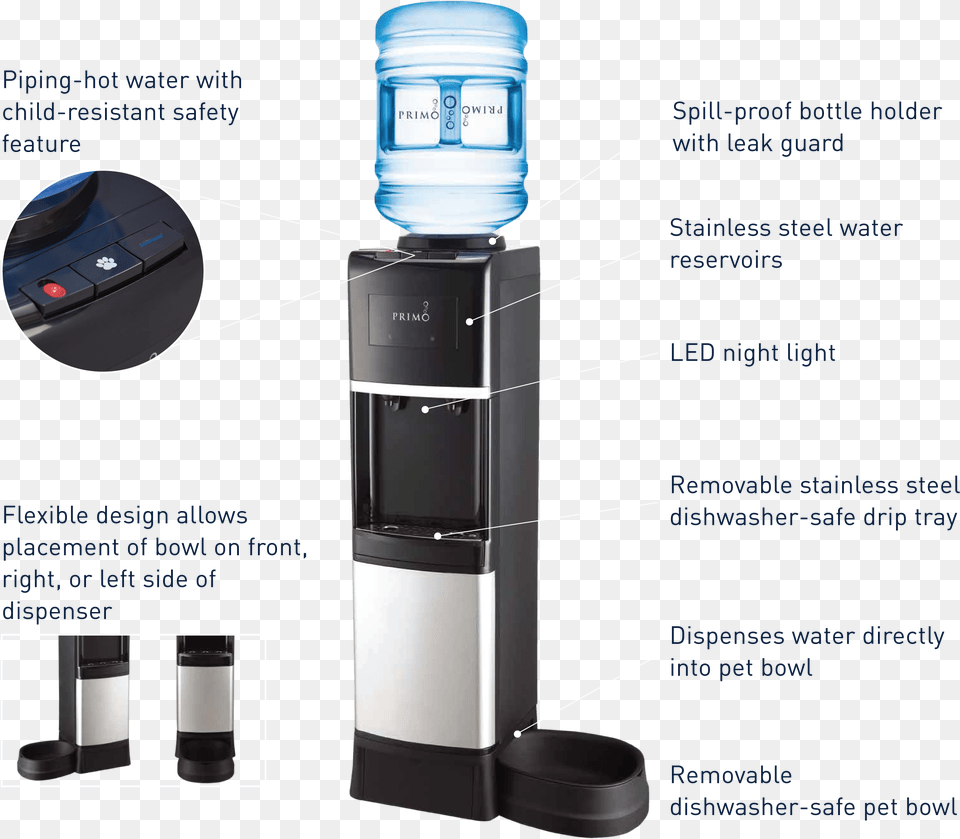 Primo Water Dispenser With Pet Station, Appliance, Cooler, Device, Electrical Device Free Png