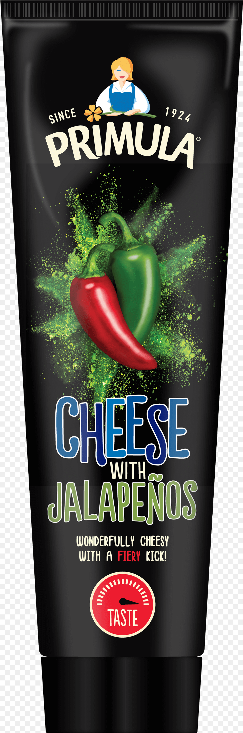Primula Cheese With Jalapenos Download, Advertisement, Person, Food, Pepper Png