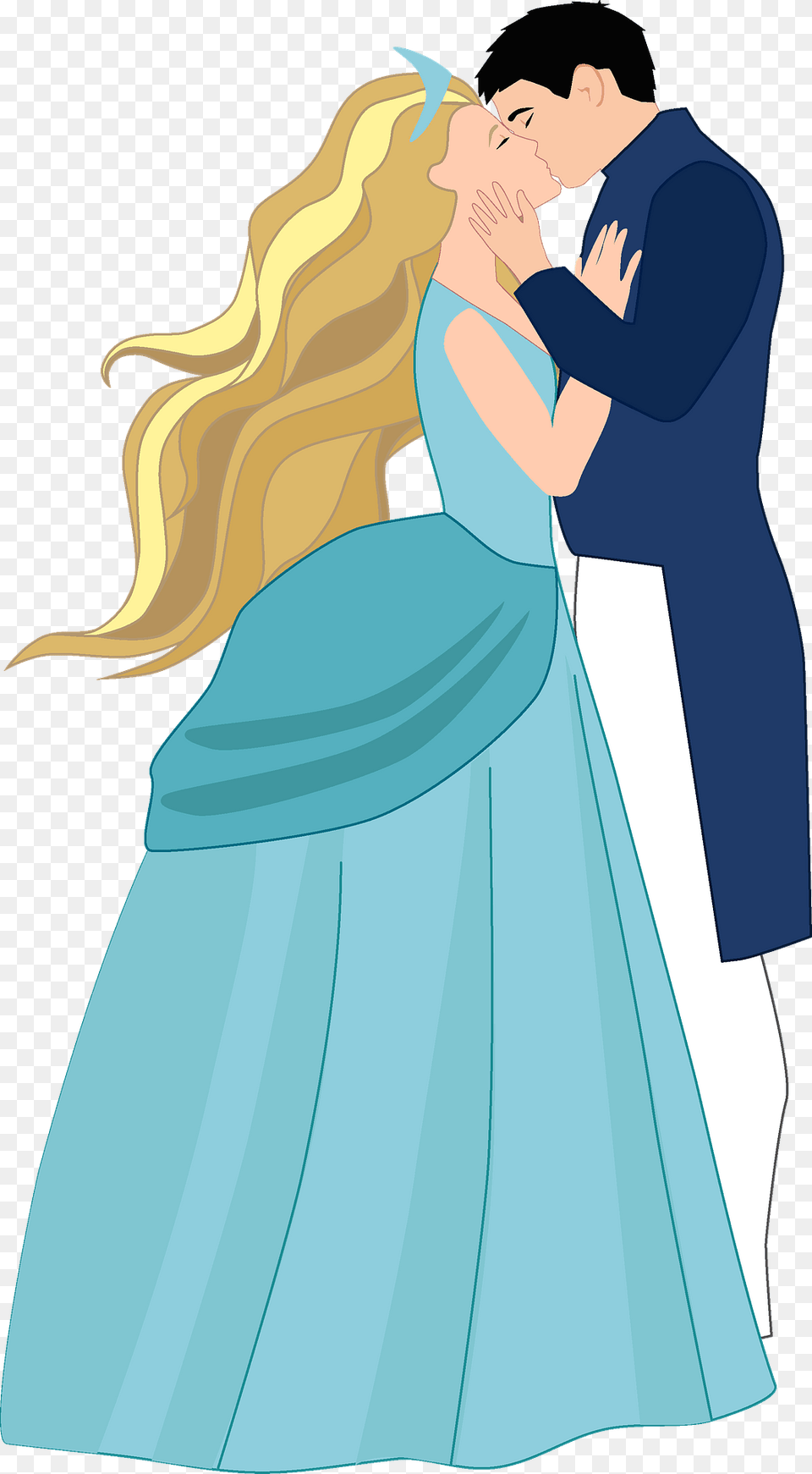 Prince Kissing Cinderella Clipart, Clothing, Dress, Fashion, Formal Wear Png