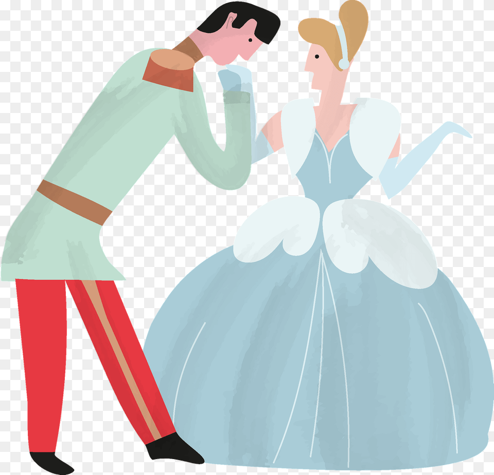 Prince Kissing Cinderella Clipart, Clothing, Cutlery, Dress, Wedding Gown Free Png