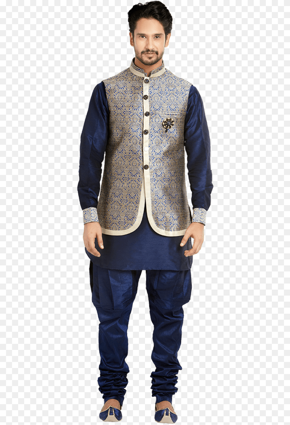 Princely Blue Jacquard Indowestern Ethnic Wear Online Mens, Vest, Clothing, Person, Pants Free Transparent Png