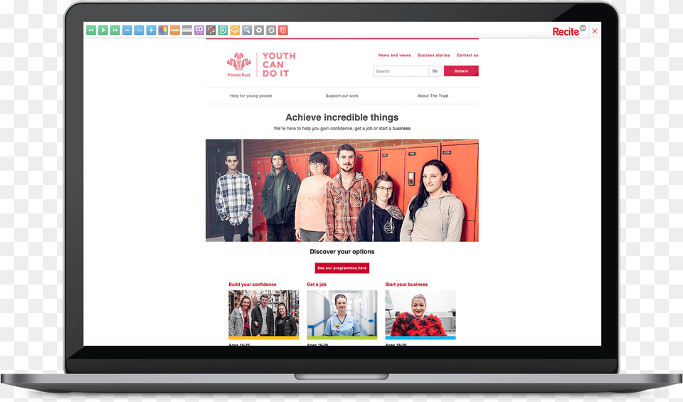 Princes Trust Website On A Computer Screen Software, File, Webpage, Person, Head Free Png Download