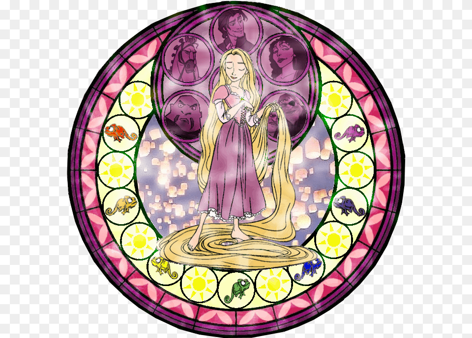 Princesas De Disney Fondo De Pantalla With A Stained Kingdom Hearts Princess Murals, Art, Adult, Female, Person Free Png Download