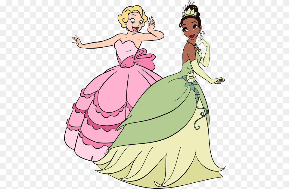 Princess And The Frog Transparent Princess Tiana And Charlotte, Fashion, Gown, Clothing, Dress Free Png