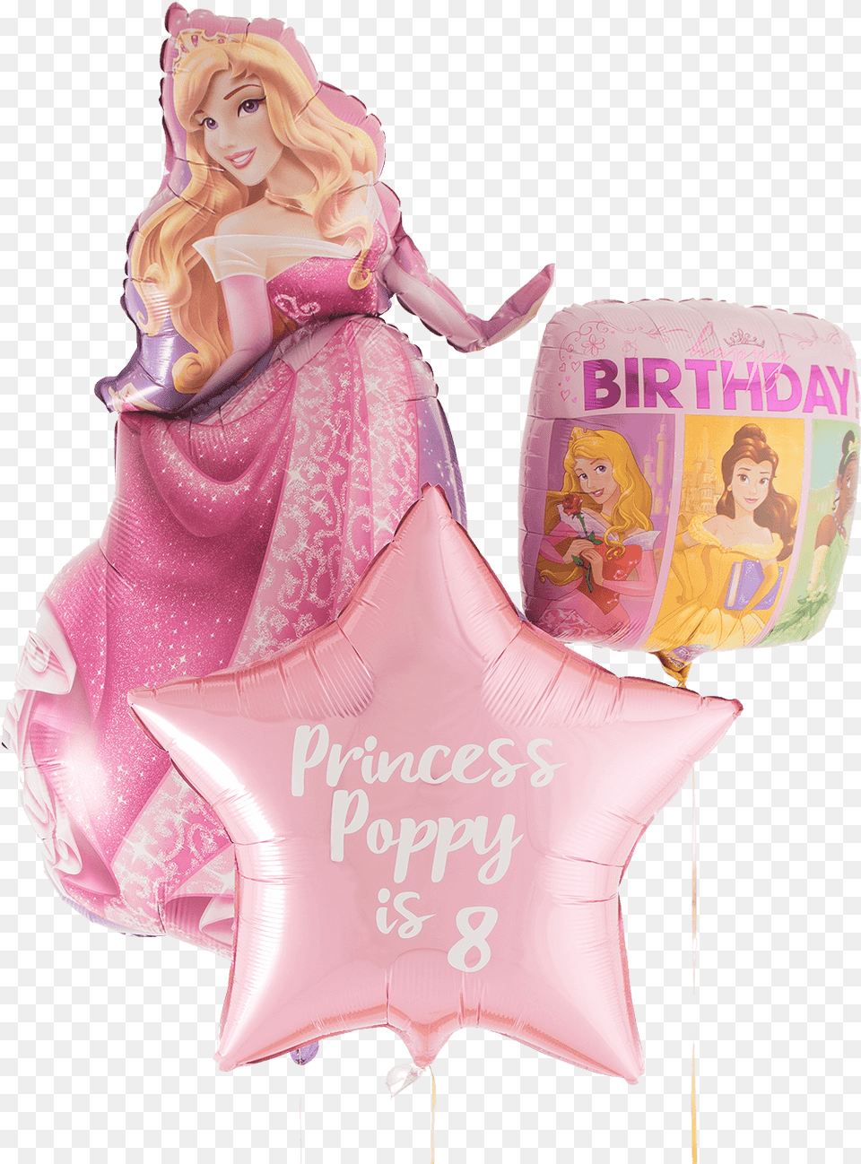 Princess Aurora Personalised Helium Filled Balloon Bouquet Cartoon, Figurine, Birthday Cake, Food, Toy Free Transparent Png