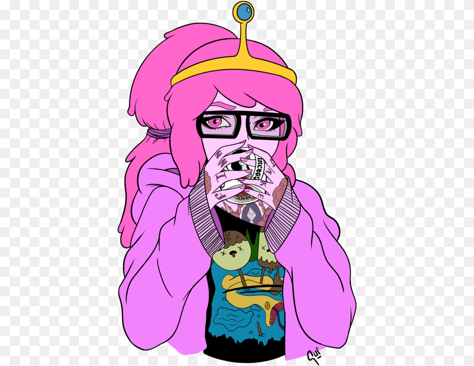 Princess Bubblegum Portrait By Guiganoide Features Adventure Time Marceline Bubblegum Tattoo, Purple, Publication, Book, Comics Free Transparent Png