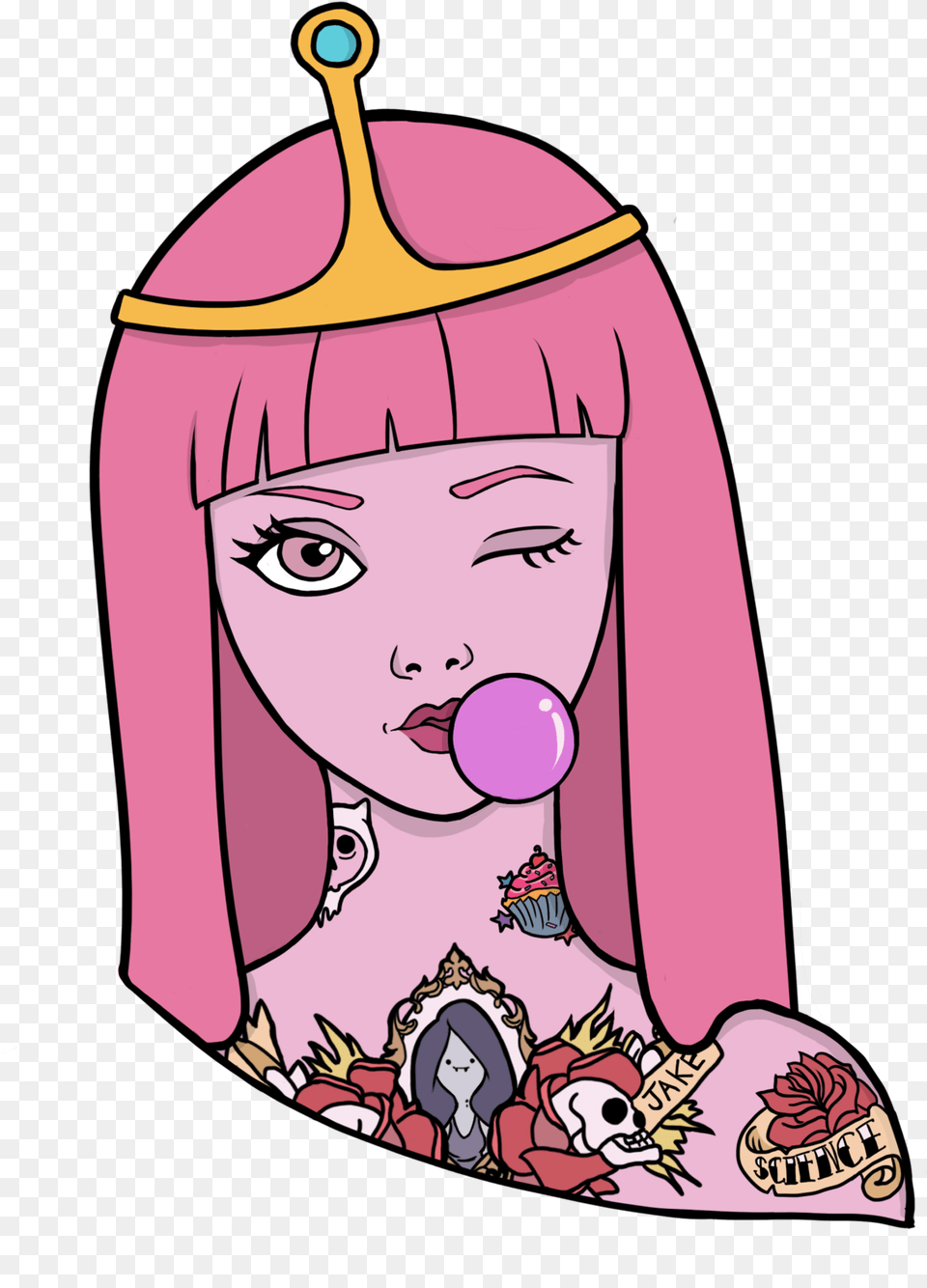 Princess Bubblegum Portrait By Guiganoide Features Prinzessin Bubblegum Adventure Tome, Person, Face, Head, Book Free Png Download